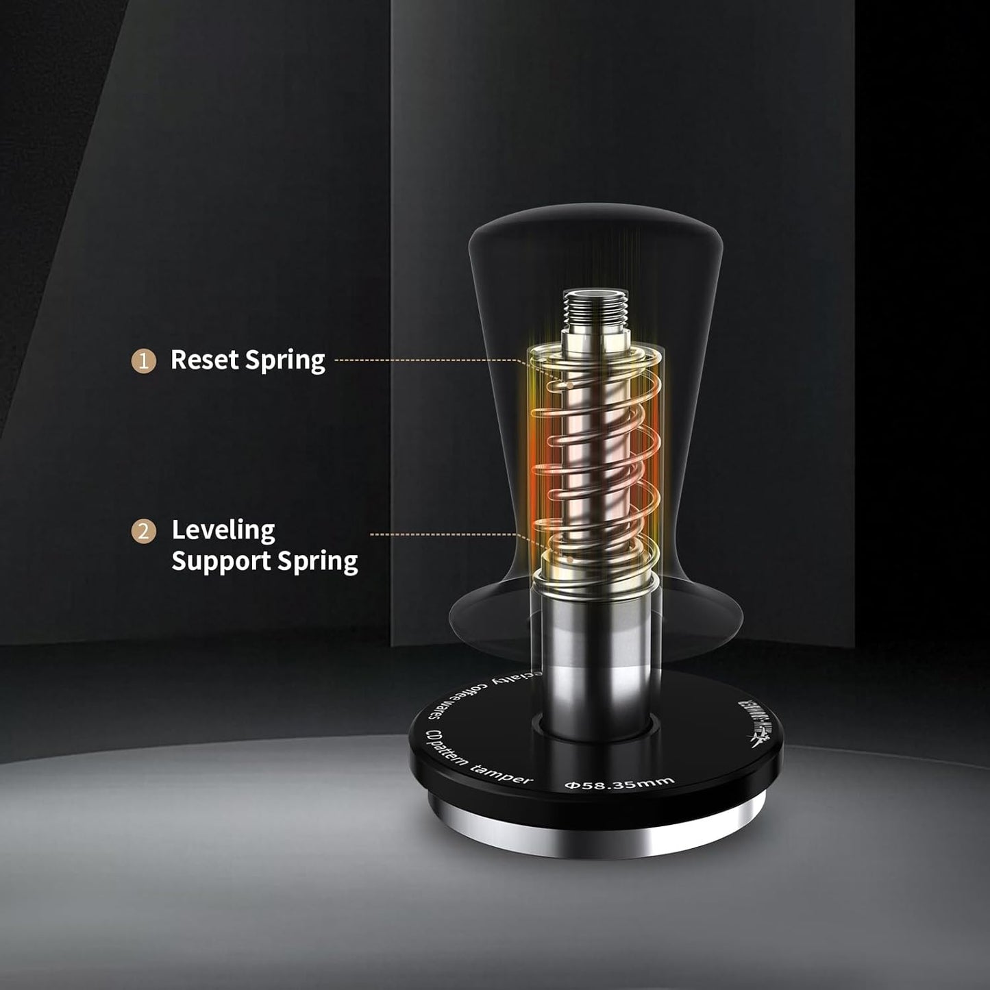 MHW-3BOMBER 45mm Coffee Tamper, 2 Spring Loaded Espresso Tamper Tool, Auto-Leveling Press Tamper Without Tilting,45.5mm Ripple Base, T7116T