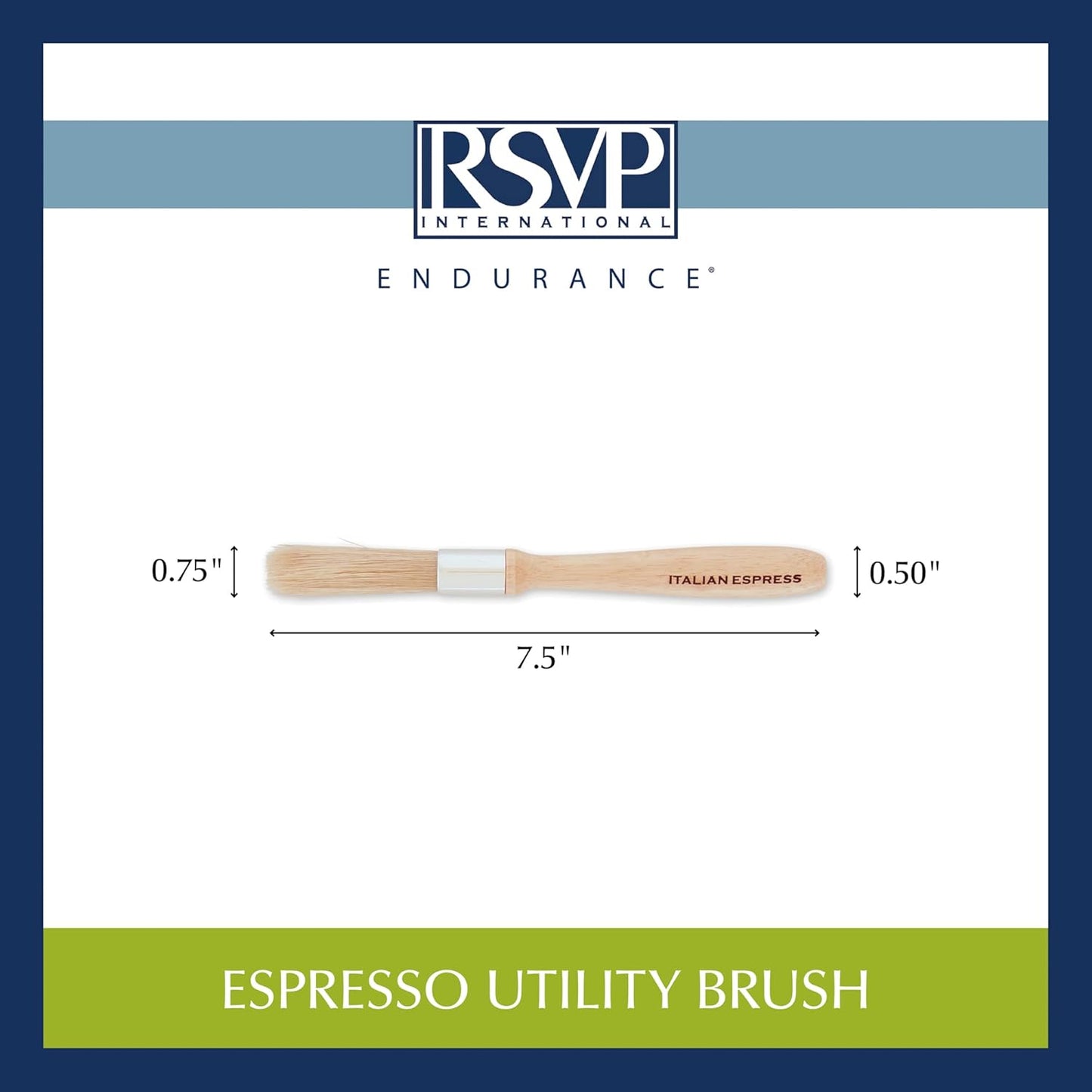 RSVP International Espresso Coffee Kitchen Cleaning Tool, Utility Brush, Stainless Steel