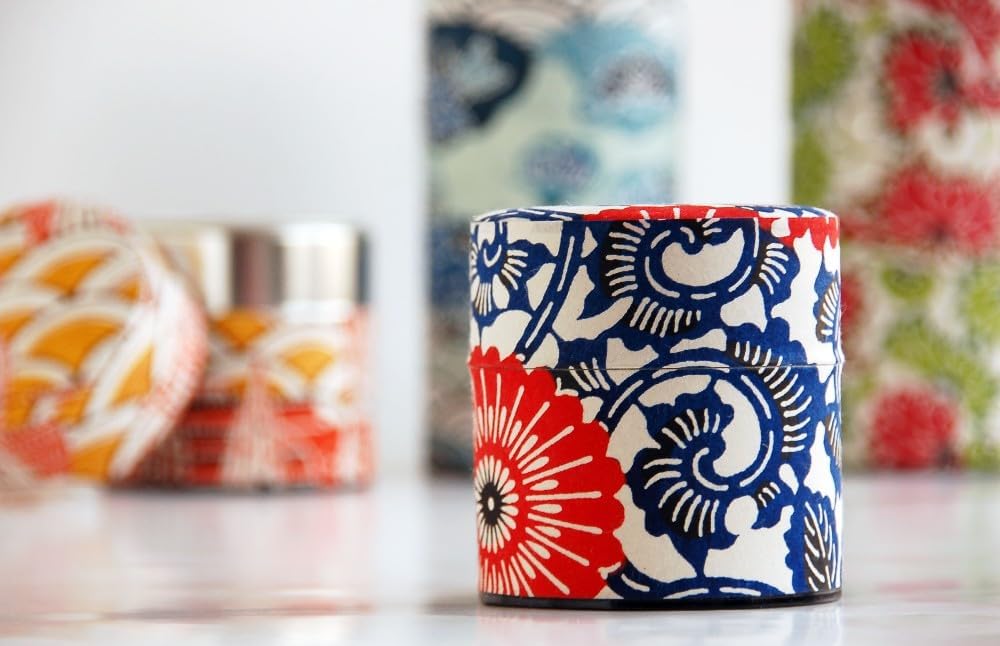 Japanese Pokkan Coffee Spice Tea Tin Canister Washi Paper Storage with Lid 7.05 oz Capacity (Neko/L)