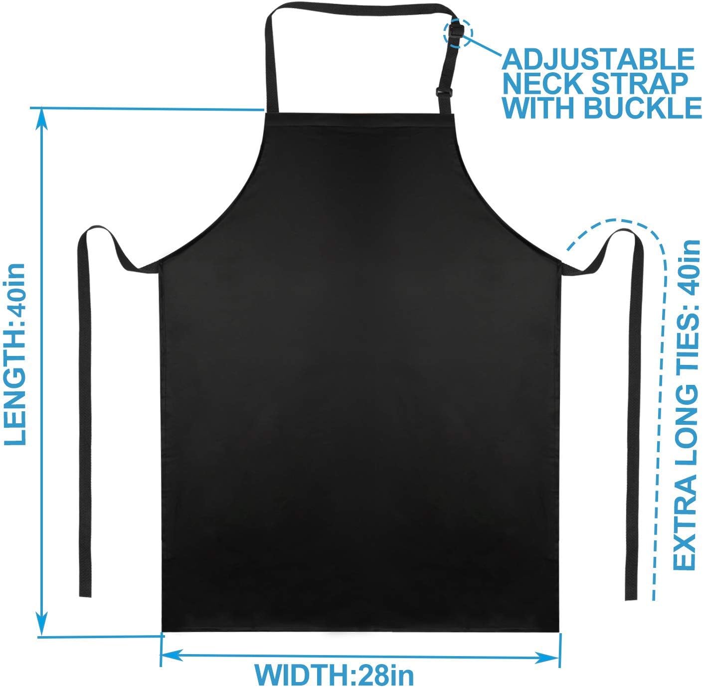 Gotega Waterproof Rubber Vinyl Apron 40 Inch Heavy Duty Chemical Work Apron Durable with Adjustable Bib Apron for Dishwashing Black