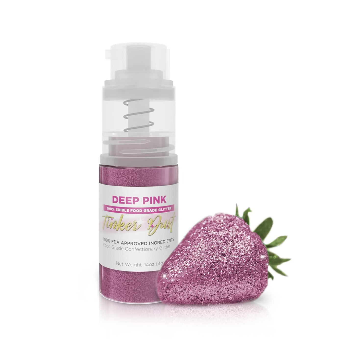 Bakell - Deep Pink Tinker Dust Edible Glitter (4g, 1x Mini Spray Pump) Food, Desserts, and Beverages!