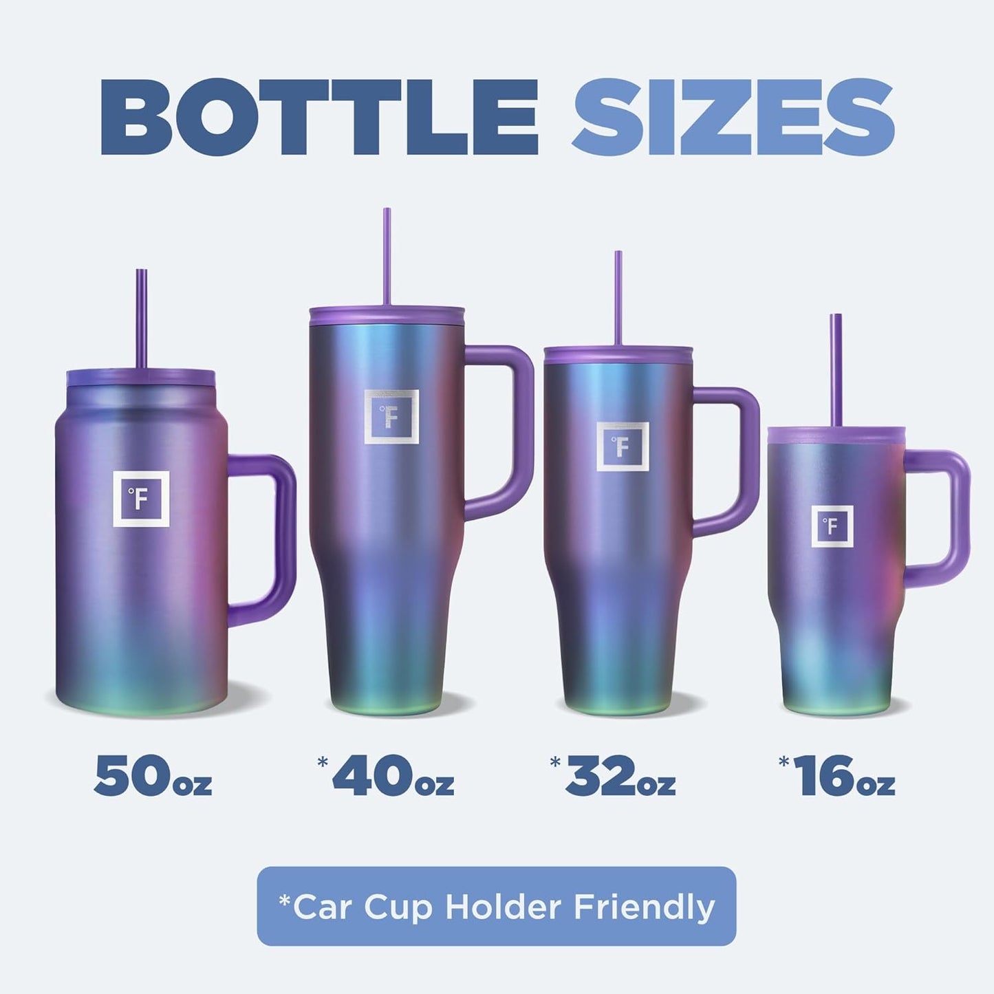 IRON °FLASK Co-Pilot Insulated Mug w/Straw & Flip Cap Lids - Cup Holder Bottle for Hot, Cold Drink - Leak-Proof- Water, Coffee Portable Travel Tumbler - Cobalt Blue Speckle, 40 Oz