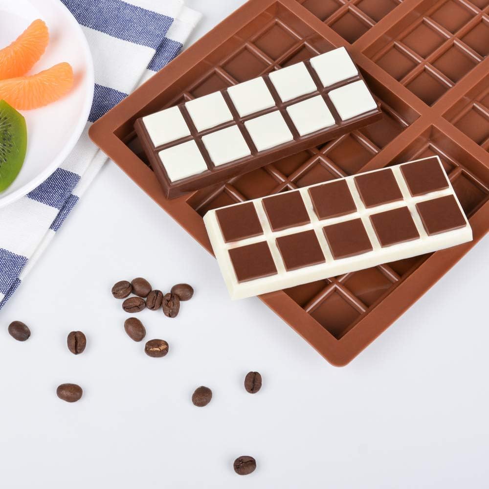 Chocolate Bar Mold, Deep Silicone Snap Chocolate Bar Molds for Stuffed Bar, Wax Melt, Candy Bar Molds (5 Snap+10 Snap)