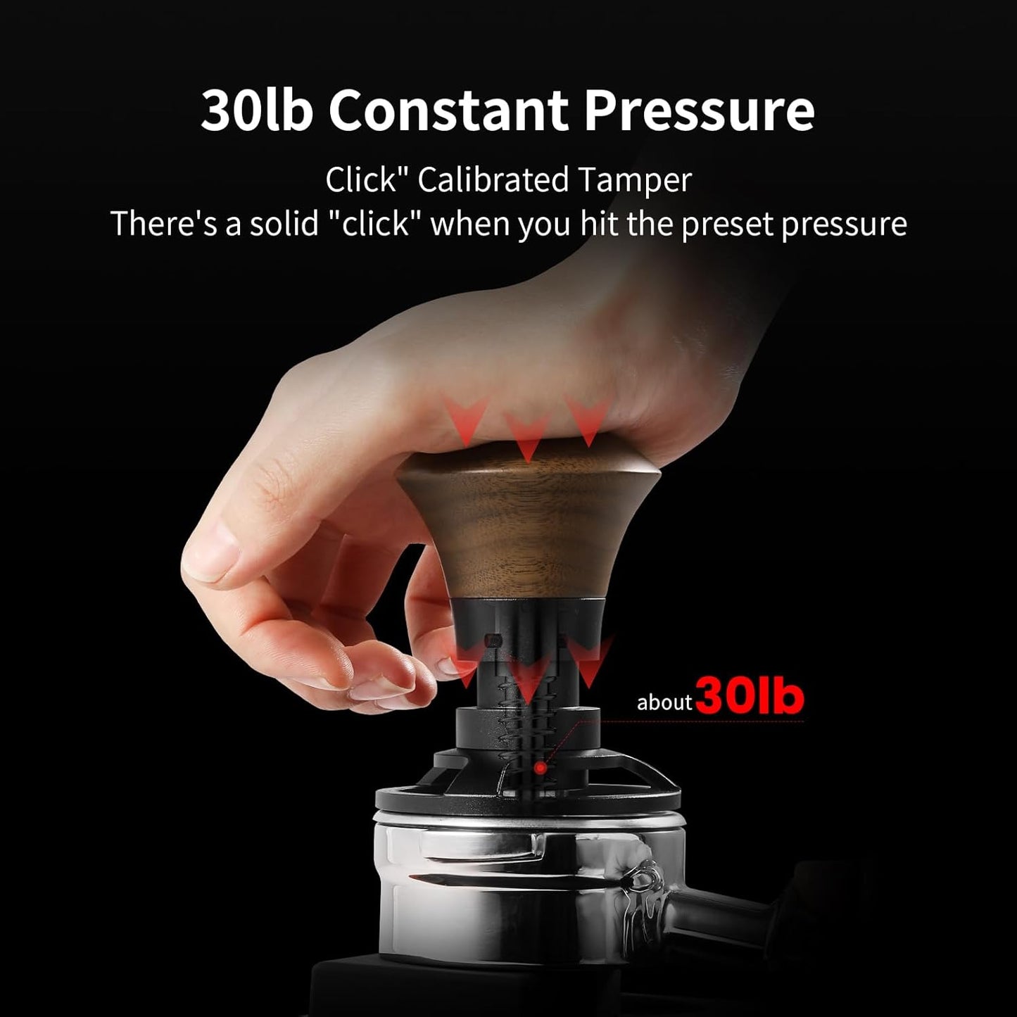 MHW-3BOMBER 58.35mm Espresso Tamper - 30lbs Coffee Tamper with Sound Feedback for Barista, Walnut Tamper Tool Espresso Hand Tamper with 3 Spring Loaded Fits 58mm Portafilter, Thread Base, T5164T-OS
