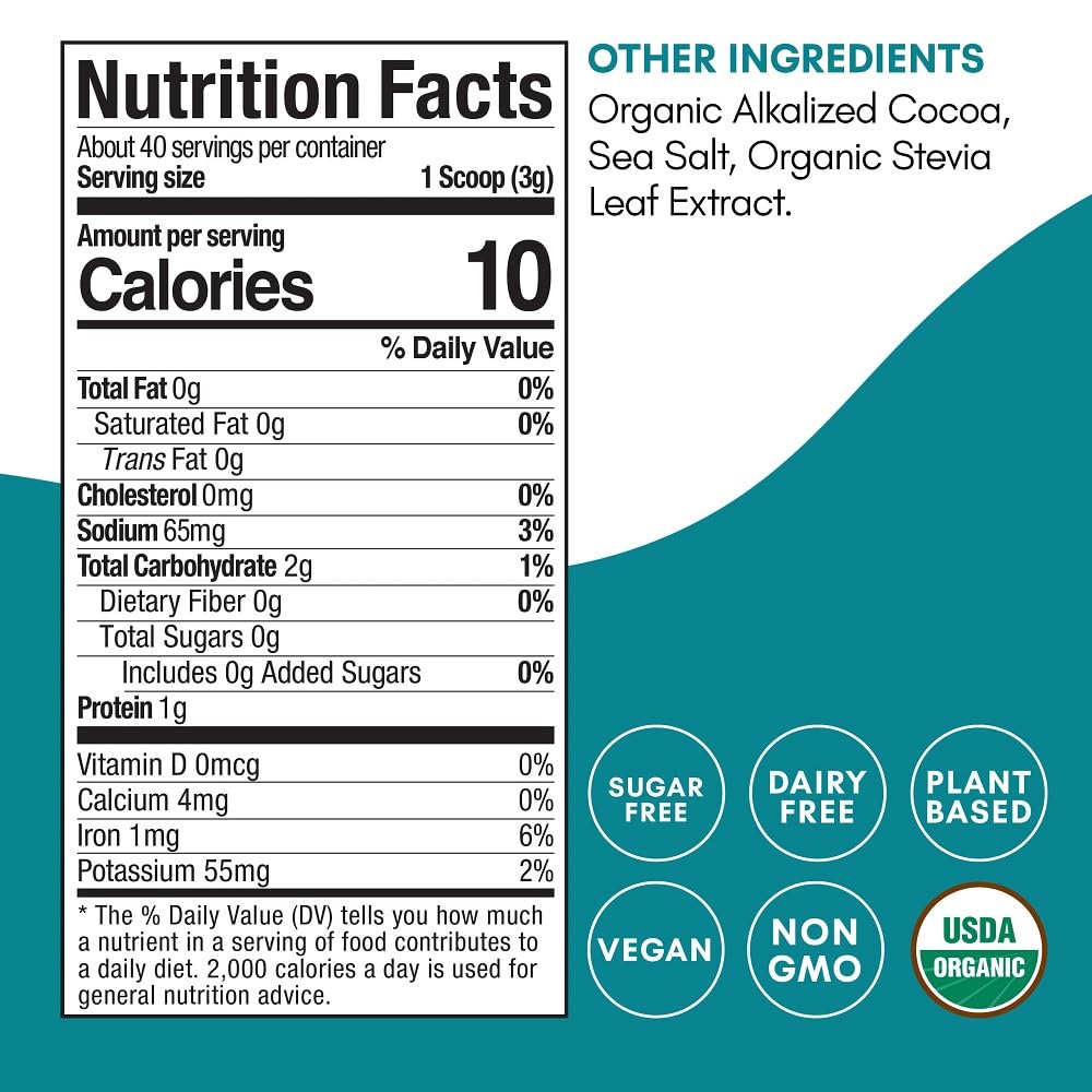 Mindful Nutrition Organic Skinny Hot Cocoa Mix - 40 Servings - Sugar Free Hot Chocolate Mix Gluten Free Dark Chocolate High Flavonoid Slimming Chocolate Powder Keto Friendly Dairy Free Vegan Low Carb