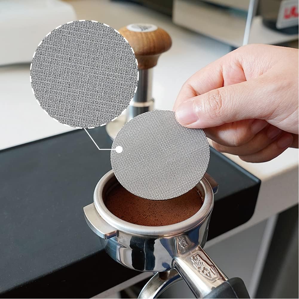 watchget 53mm Espresso Puck Screen Lower Shower Screen 1mm Thickness 150μm Metal Coffee Filter 316 Stainless Steel Reusable Espresso Screen for 54mm Portafilter Filter Basket(53mm(1mm thick))