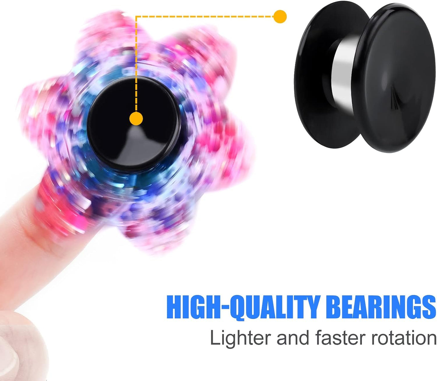 NiArt Fidget Spinner Toy DIY Bearing with Caps Set 24-Pack, MR137 0.5" Single-Sealed Chrome Steel Bearing Balls Replacement High Speed 13mmx7mmx4mm Epoxy Resin Casting Craft Skateboard Stress Reliever