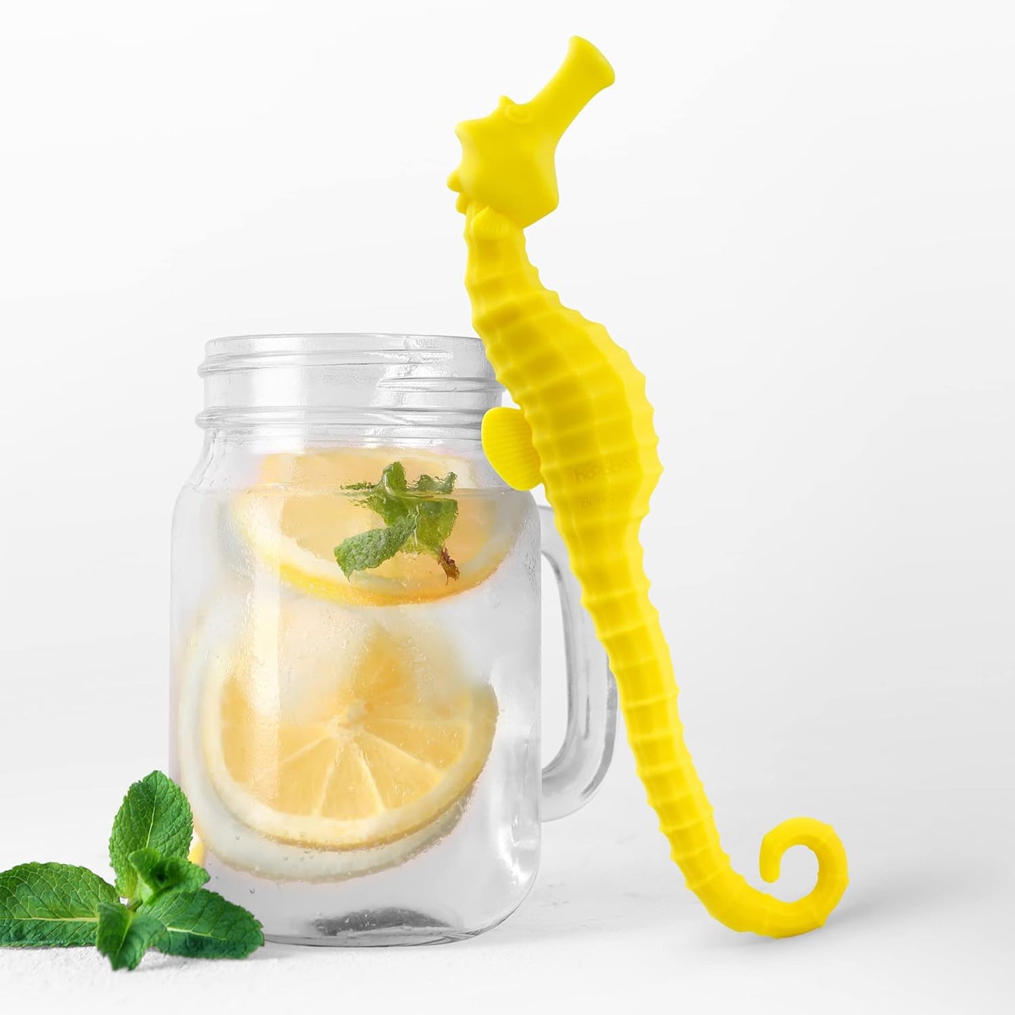 Hoobbe Silicone Reusable Animal Straw for kids, Fun and cute for Pool Side Party, Birthday Party, Under the Sea Party, BPA Free, Dust-Proof and Dishwasher Safe (Seahorse), 1 straw per pack
