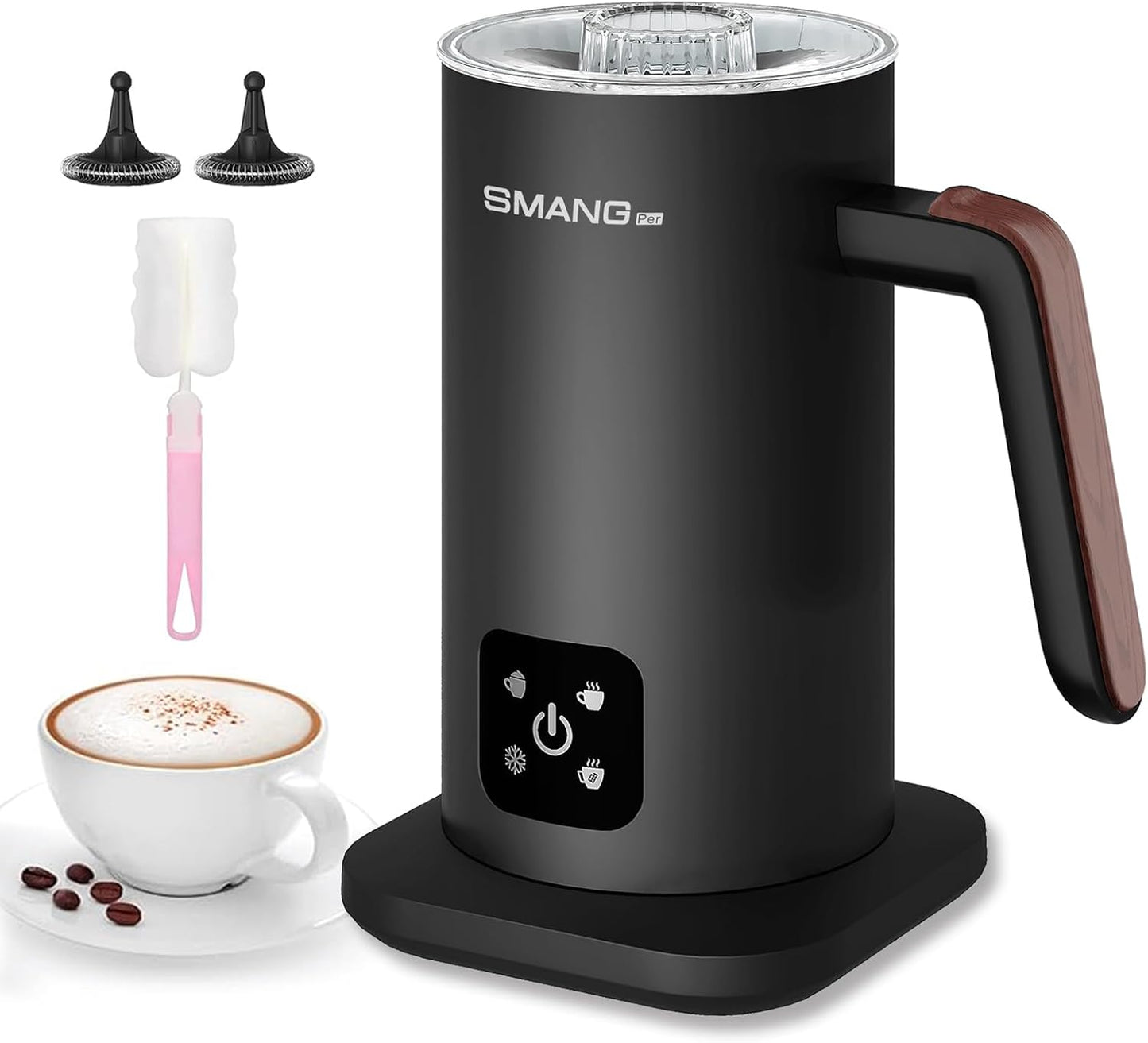 Electric Milk Frother, 4 in 1 Milk Steamer, 11.8oz/350ml Automatic Hot and Cold Foam Maker for Coffee, Latte, Cappuccino, Macchiato, Hot Chocolate, Stainless Steel Body, Matte Black