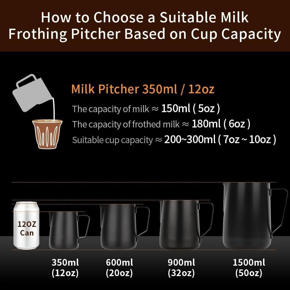 watchget Stainless Steel Milk Frothing Pitcher 12oz/350ml - Espresso Steaming Pitcher for Cappuccino, Latte Art, Coffee Machine Accessories Milk Jug Coffee Frother Cup, Rose Red
