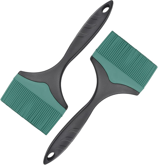 Large Silicone Grill Basting Brush - 3.95inch Extra Wide Silicone Basting Brush for Grilling,Heat Resistant Brushes Spread Oil Butter Sauce for Cooking Baking BBQ,Dishwasher Safe（Green 2）