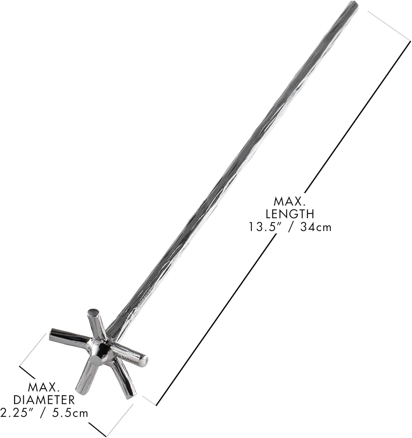 Pi?a Barware Swizzle Stick Stirrer - Stainless Steel with Handmade Wood-Grain Finish (Regular Width, One Swizzle Stick)