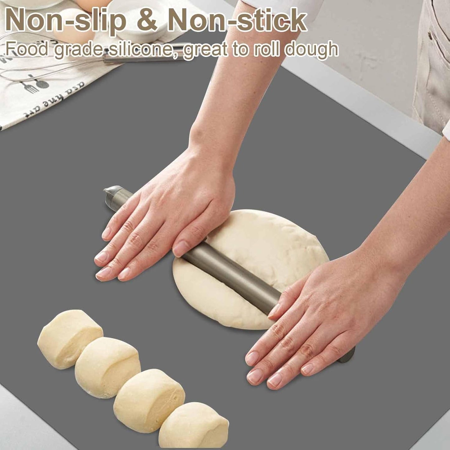 78.7"x23.6"(200cmx60cm) Large Silicone Mats for Countertop, Heat Resistant Mat, Waterproof Nonslip Silicone Kitchen Counter Mat, Nonstick Table Placemat, Multipurpose Mat, Dark Gray