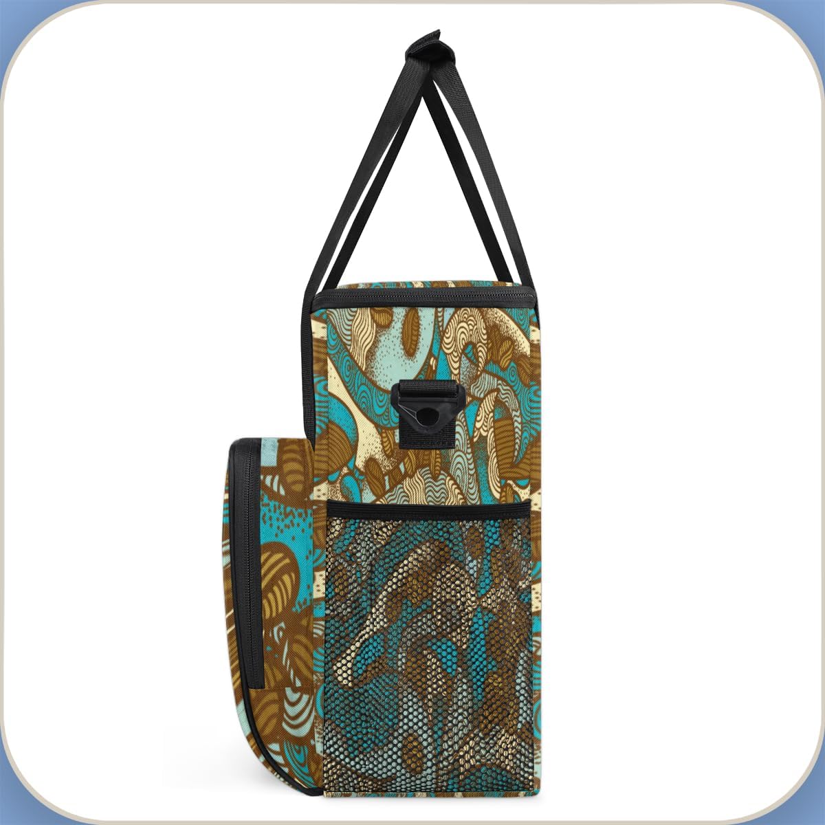 Vintage Boho Coffee Bean Maker Carring Bag Travel Carrying Storage Tote Compatible with Keurig K-Mini or Plus Portable Single Serve Brewer Case Pockets for K-cup Pods