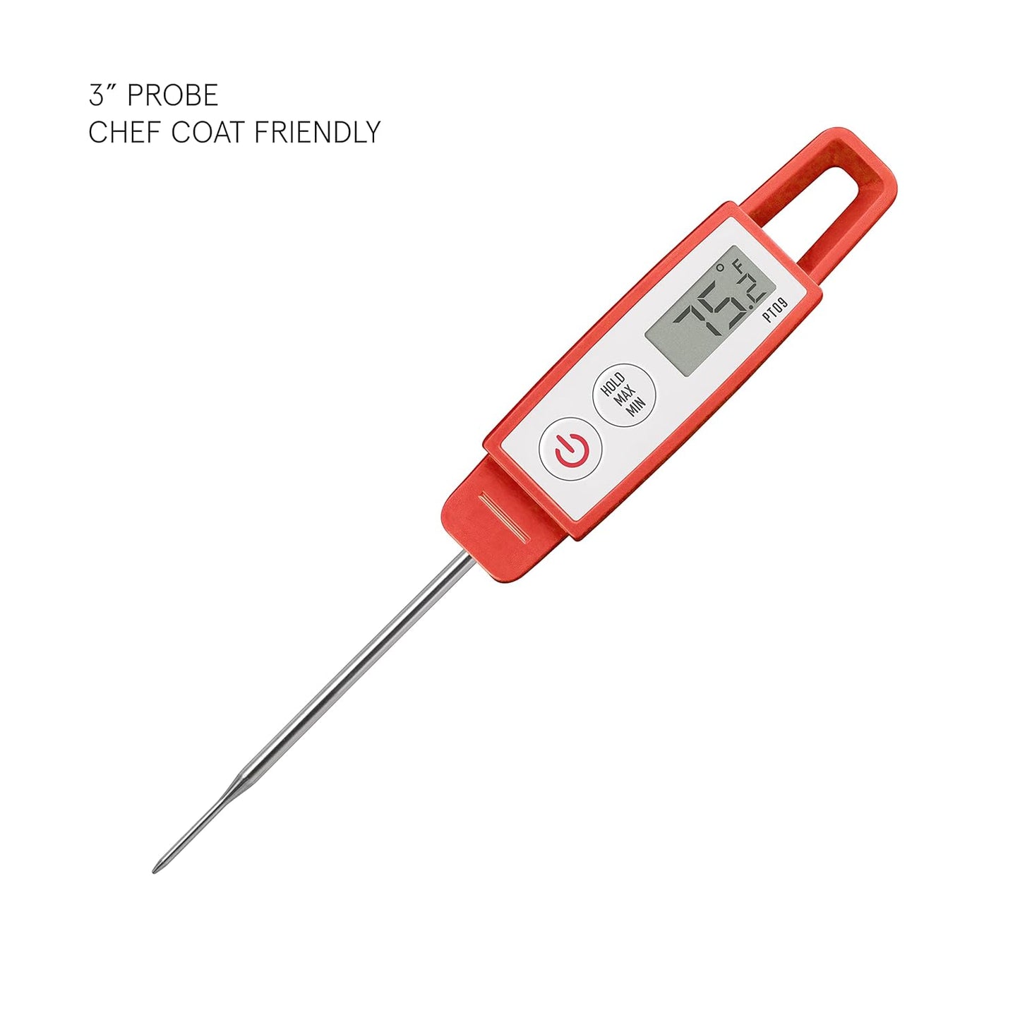 Lavatools PT09C Super-Quick Commercial Grade Digital Thermometer for Cooking, Meat, Candy, Candle, Liquid, Oil, 3" Compact Probe, Splash Proof, °C/°F Toggle, Hold Function - Sambal