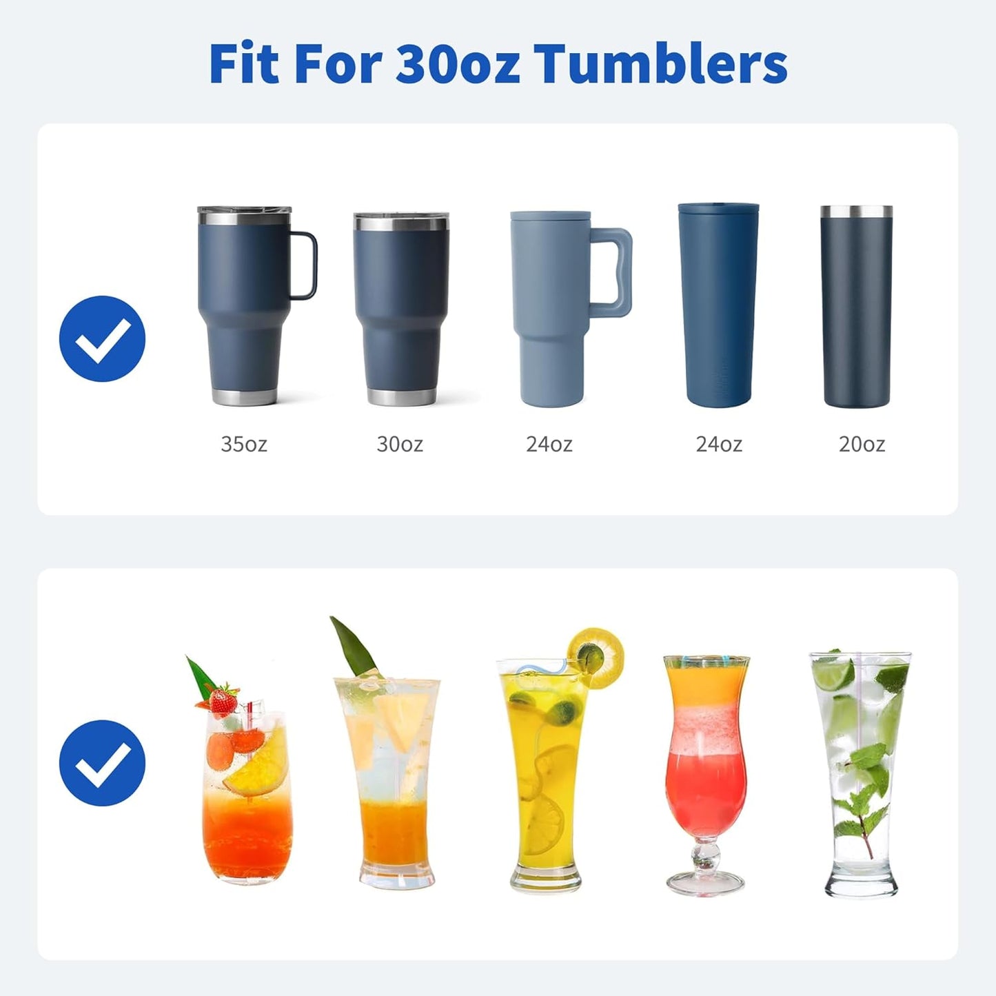 Stainless Steel Straw for 30 oz YETI and Simple Modern 24 oz Tumbler, Metal Straws Reusable With Silicone Tip for 32oz Glass, Cleaning Brush, 1 Portable Bag