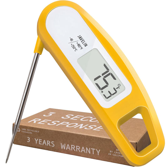 Lavatools Javelin? Ultra-Fast 3-Second Digital Instant Read Meat Thermometer for Grill and Cooking, 2.75" Probe, Compact Foldable Design, Large Display, IP65 Water Resistant, NSF Certified ? Butter