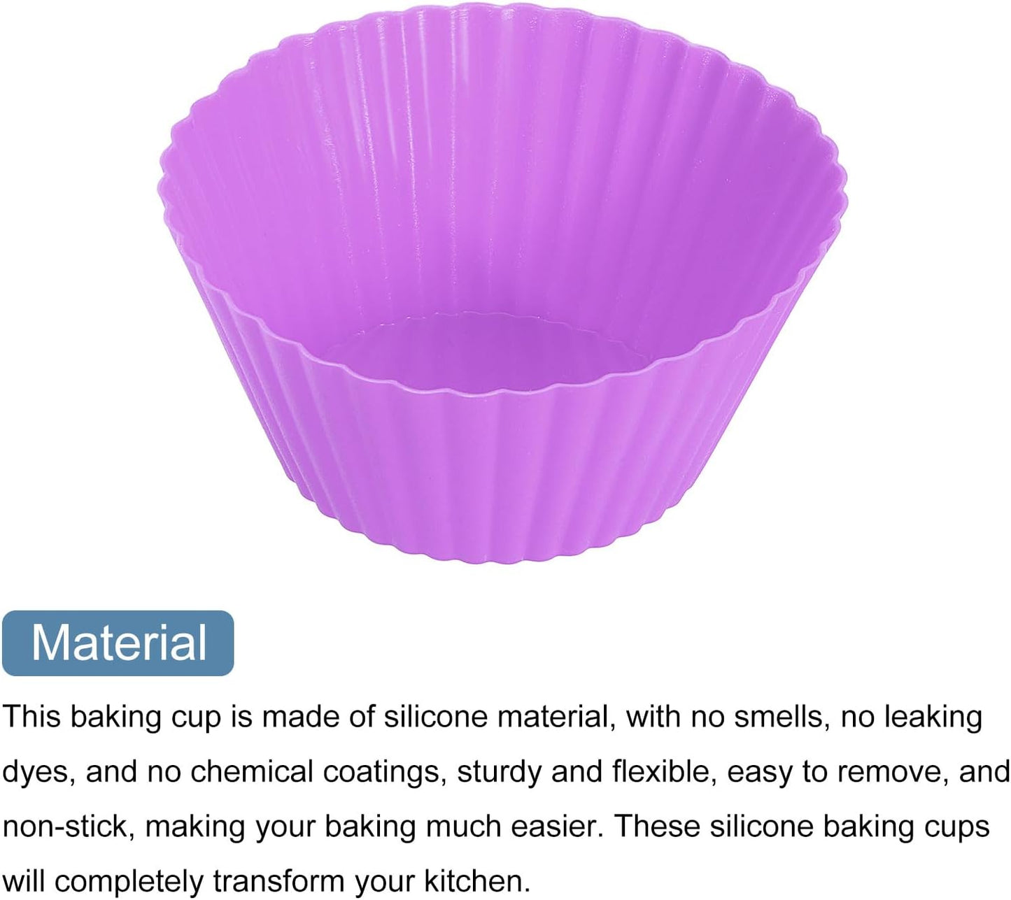 uxcell 42Pcs Silicone Cupcake Liners, Non-Stick Baking Cups, for Cooking Eggs, Baking Muffins and Make a Cake(Purple)