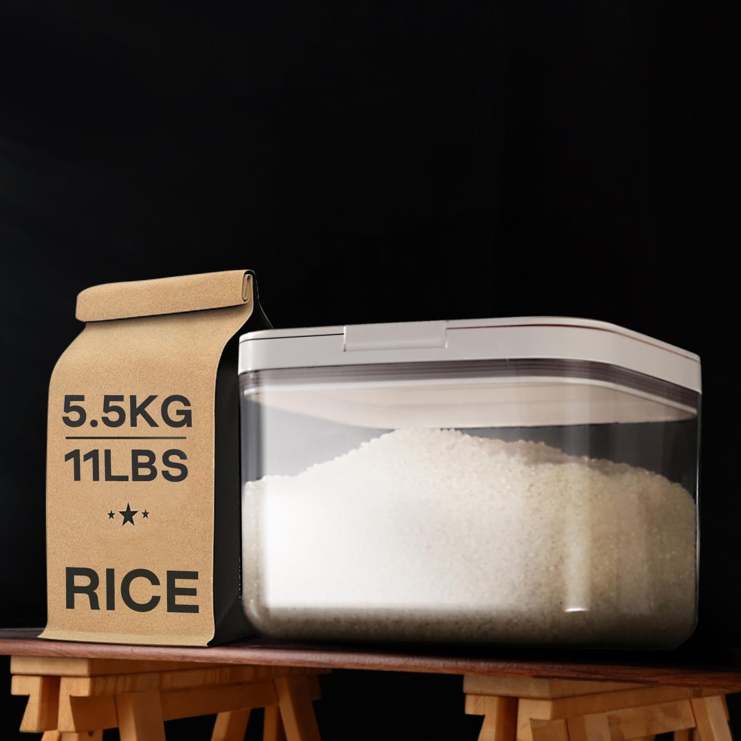 Flour Dispenser 10LBS - 5 L /5 QT /5 KG Rice Container Storage Food Cereal Container Bins Household for Kitchen Pantry Organization (5 L)