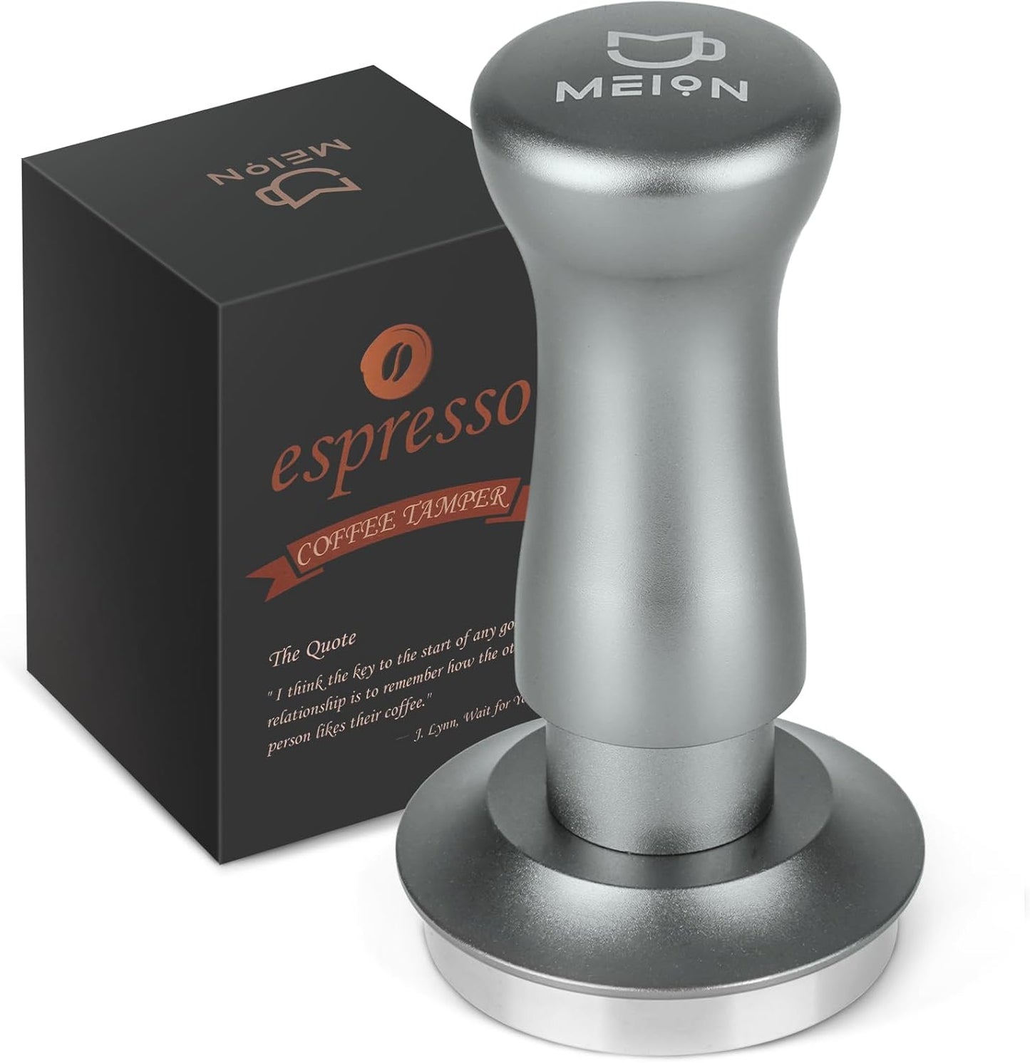 MEION Espresso Tamper 58.5mm Coffee Tamper, Calibrated Dual Spring Loaded Barista Tamper with Stainless Steel Base, Comes with aluminum storage pad (58.5MM, Silver)
