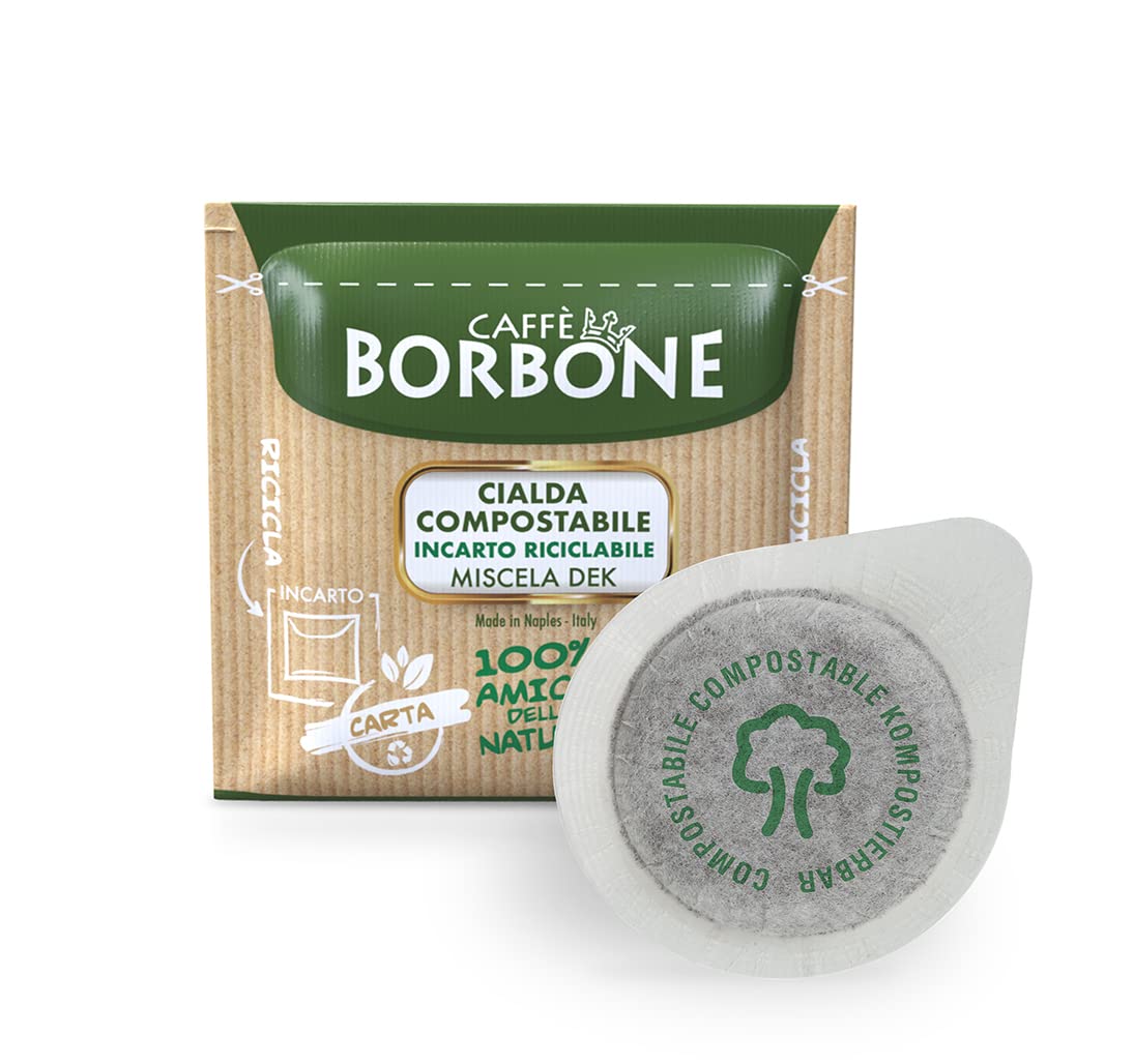 Caffè Borbone Espresso Paper Pods, Green Blend, Decaffeinated, Medium Roast ESE Pods, Authentic Italian Espresso - 50 Count