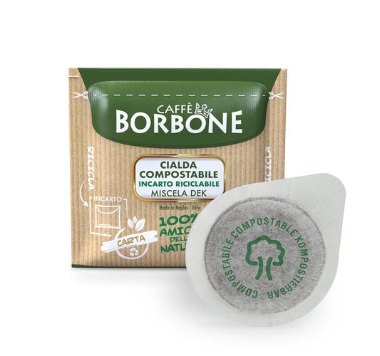 Caffè Borbone Espresso Paper Pods, Green Blend, Decaffeinated, Medium Roast ESE Pods, Authentic Italian Espresso - 50 Count