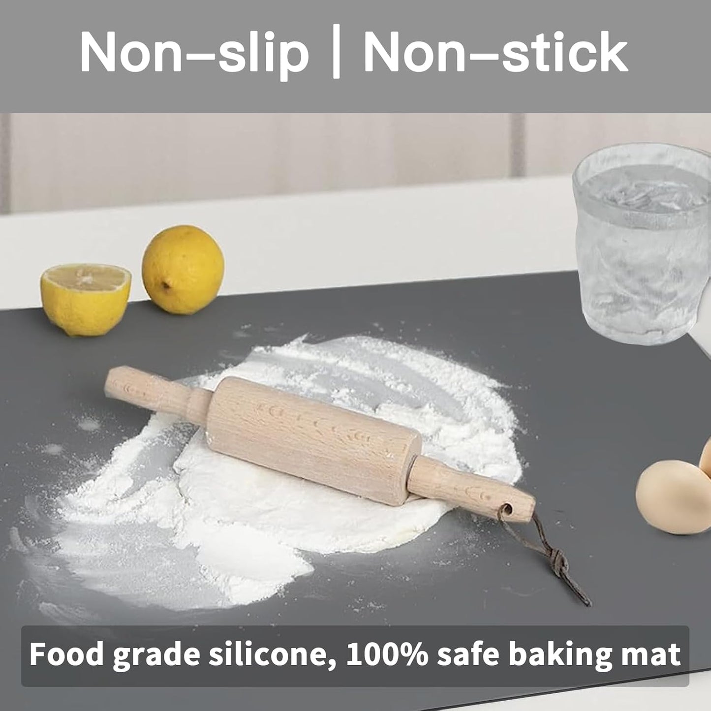 2MM Thick Silicone Countertop Mat, 23.6"x 15.7"(60cmx40cm), Silicone Mats for Kitchen Counter, Nonslip Heat Resistant Mat, Large Kitchen Counter Mats, Waterproof Countertop Protector, Semitransparent