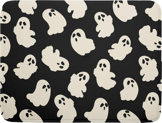 Halloween Ghosts Dish Drying Mat for Kitchen Counter Halloween Cute Ghost Drying Dish Mat 18¡±x24¡± Absorbent Microfiber Reversible Kithchen Mats for Countertop Fast Dry Dish Draining Mats for Halloween