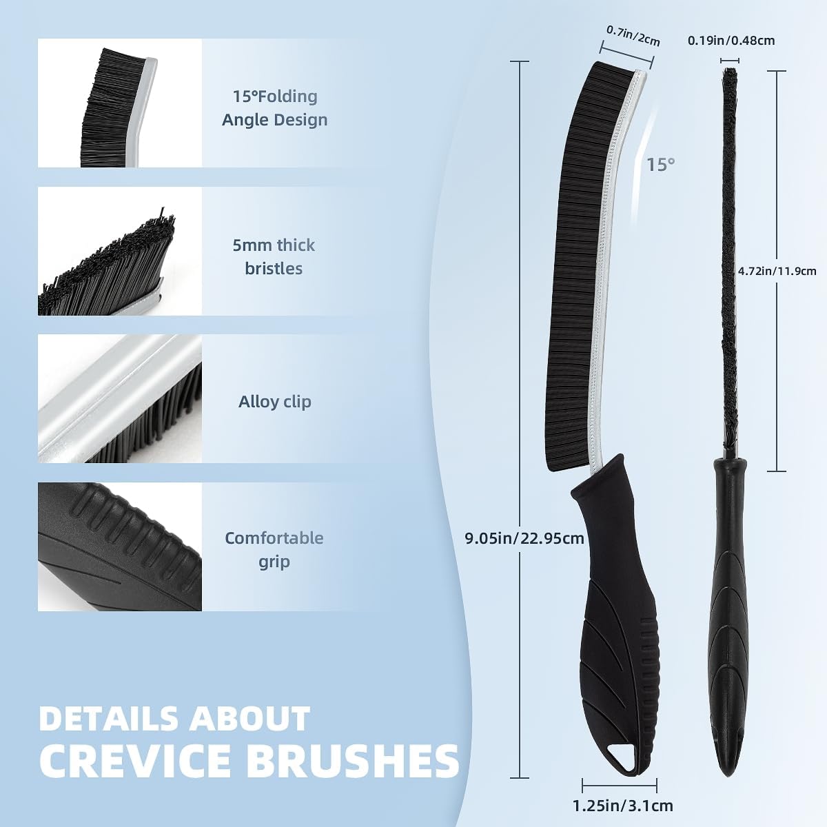 Hard Bristle Crevice Cleaning Brush-Thin Gap Scrub Brush, Small Cleaning Brush, Grout Brush, Kitchen Brush, Cleaning Tools for Toilet, Bathroom, Sink, Home, Household, Window (3, Mint)