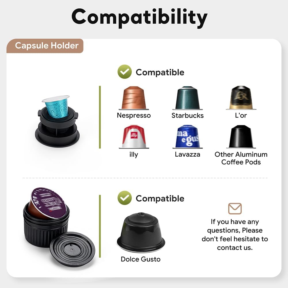 BENFUCHEN 3 in 1 Portable Espresso Machine With NO Heating Function, Type-C Charging Electric Espresso Maker, 17 Bar Mini Coffee Maker For N ESPRESSO/DolceGustoPods & Ground Coffee On the Go, Black