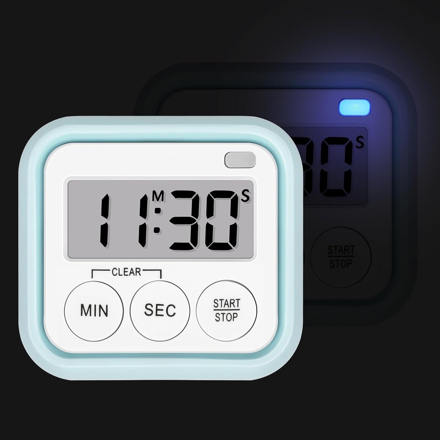 Timer, Kitchen Timers for Cooking Classroom Timer for Kids Teachers Digital Magnetic Timers 2 Pack, Blue