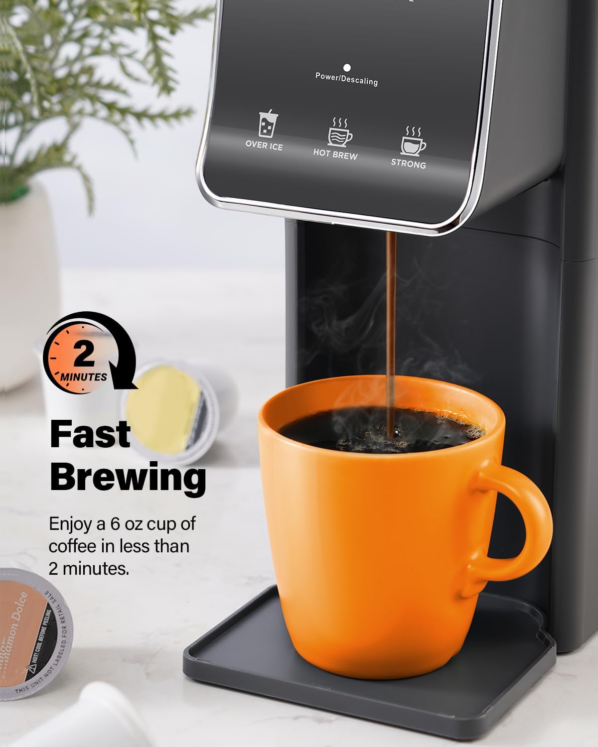 SHARDOR Hot & Iced Coffee Maker, K Cup Coffee Maker Compatible with Ground Coffee, Single Serve Coffee Machine with Bold Setting, Reusable Filter, Travel Mug Friendly, Compact Design, Grey