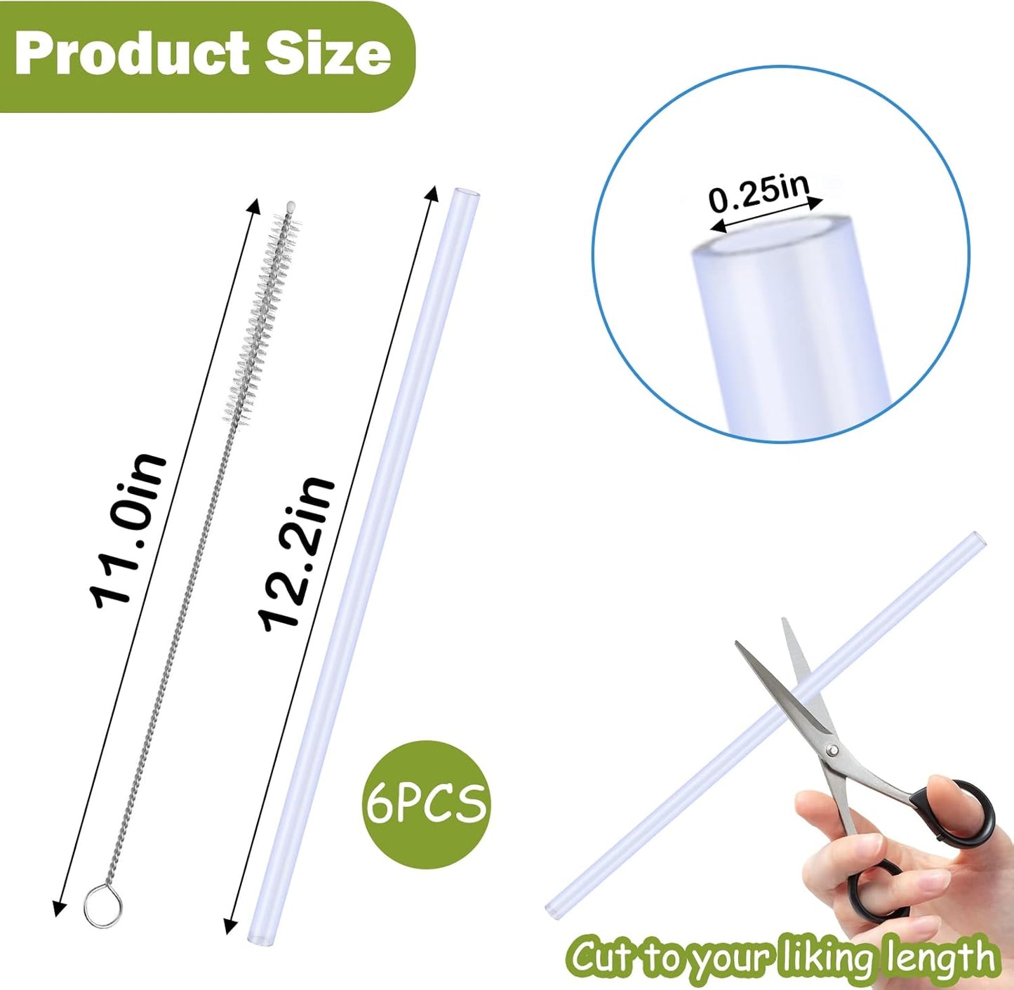 AIERSA 6 Pack Silicone Replacement Straws for Stanley 20 30 40oz Cup,Reusable Straws Compatible 40 oz Stanley Tumbler,Long Straw with Cleaning Brush for Stanley Cup Accessories