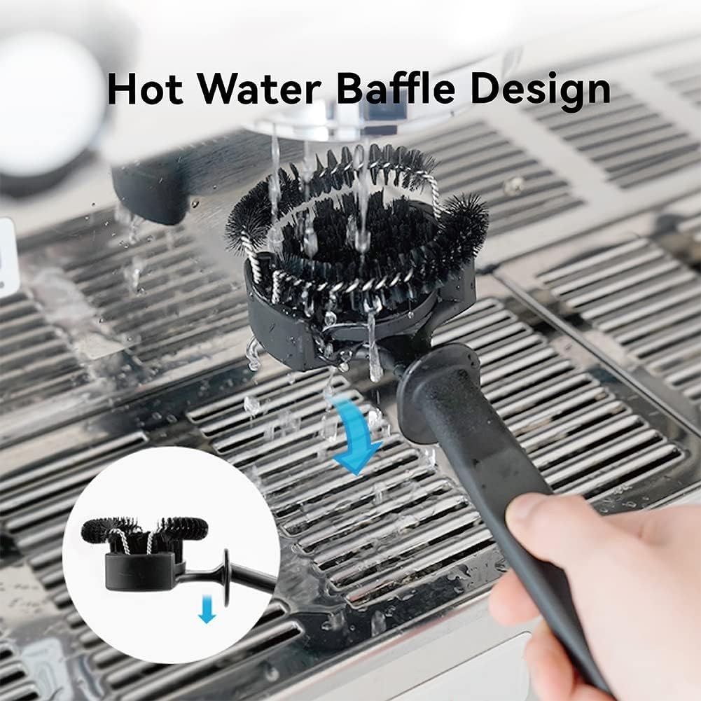 watchget Espresso Coffee Machine Cleaning Brush Espresso Group Head Cleaning Brush Detachable 360°Nylon Bristles Espresso Machine Cleaning Tool V2 51mm