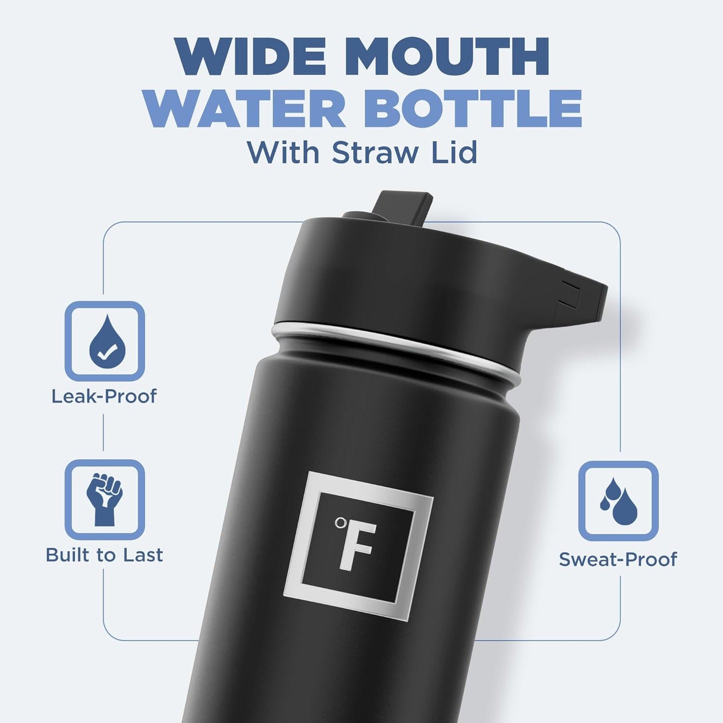 IRON °FLASK Camping & Hiking Hydration Flask with 3 Lids - Stainless Steel, Double Walled & Vacuum Insulated Water Bottle - Leak Proof & BPA Free (Cashmere Cream, Straw - 22 oz)