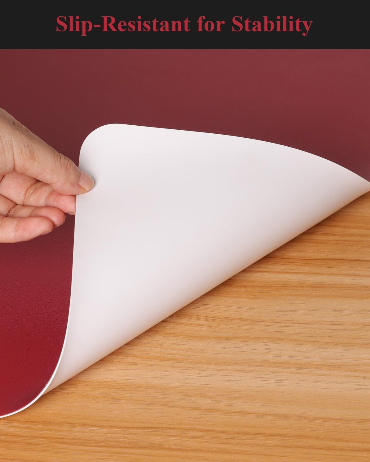Wine Red Plastic Table Cover Protector, 36" x 72" Waterproof Easy Flat PVC Desk Pad Mat, 1.5mm Thick Rectangle Vinyl Table Top Protector for Dining Room Table, Office, Dresser