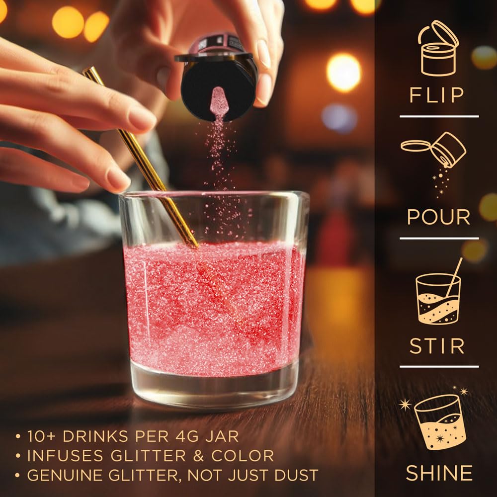 Brew Glitter Red Edible Drink Glitter 1x 4g Jar for Cocktails, Beer, & Beverages
