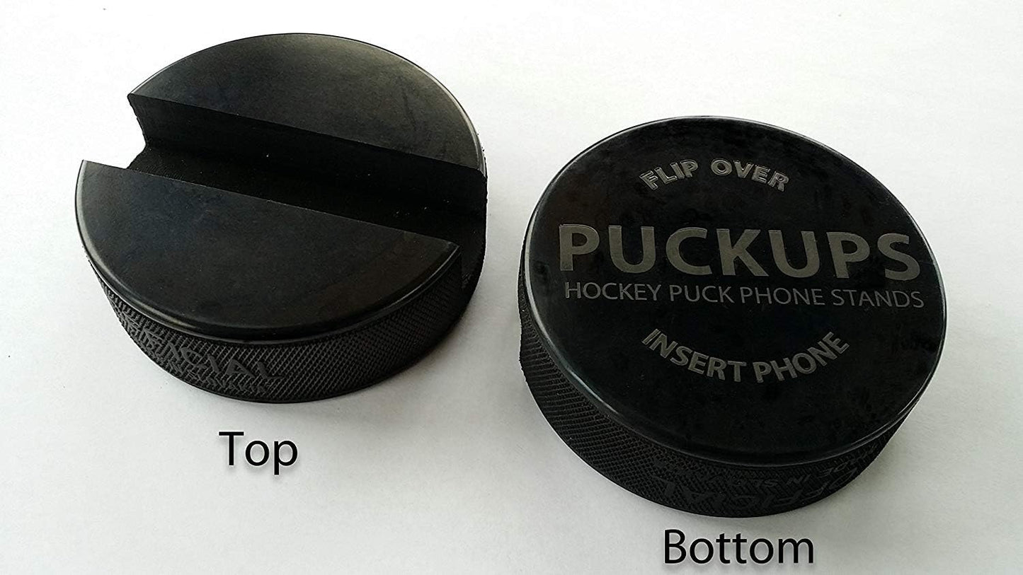 The Original Indestructible Hockey Puck Phone Stand - The Best Universal Smartphone Stand Compatible for All iPhone/Samsung/Google/LG Smartphones. Made from a Real Hockey Puck (2 Pack)