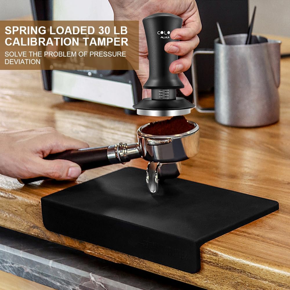 54mm Espresso Accessories Kit, Spring Loaded Calibrated Tamper, WDT Tool and Dosing Funnel, Espresso puck screen Set Fits Espresso Coffee Machines and 54mm Portafilters