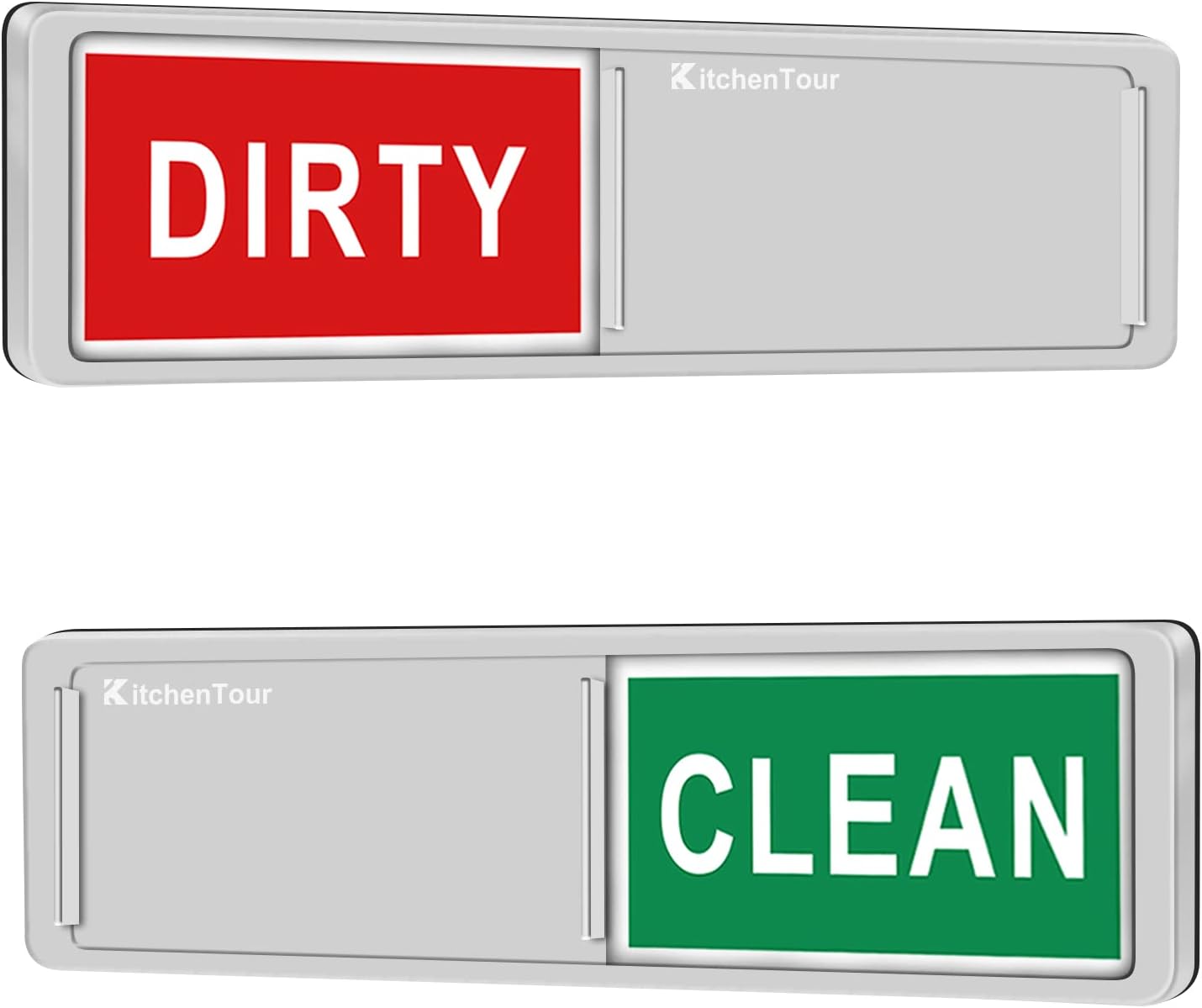 KitchenTour Clean Dirty Magnet for Dishwasher Upgrade Super Strong Magnet - Easy to Read Non-Scratch Magnetic Silver Indicator Sign with Clear, Bold & Colored Text Silver