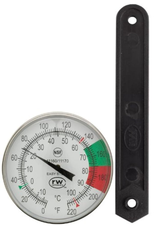 Rattleware 5-Inch Dial Thermometer Kit, Stainless Steel Easy Steam Probe with 1.75-Inch Dial NSF Approved Calibration Tool and Adjustable Clip for Barista Milk Temperature Control