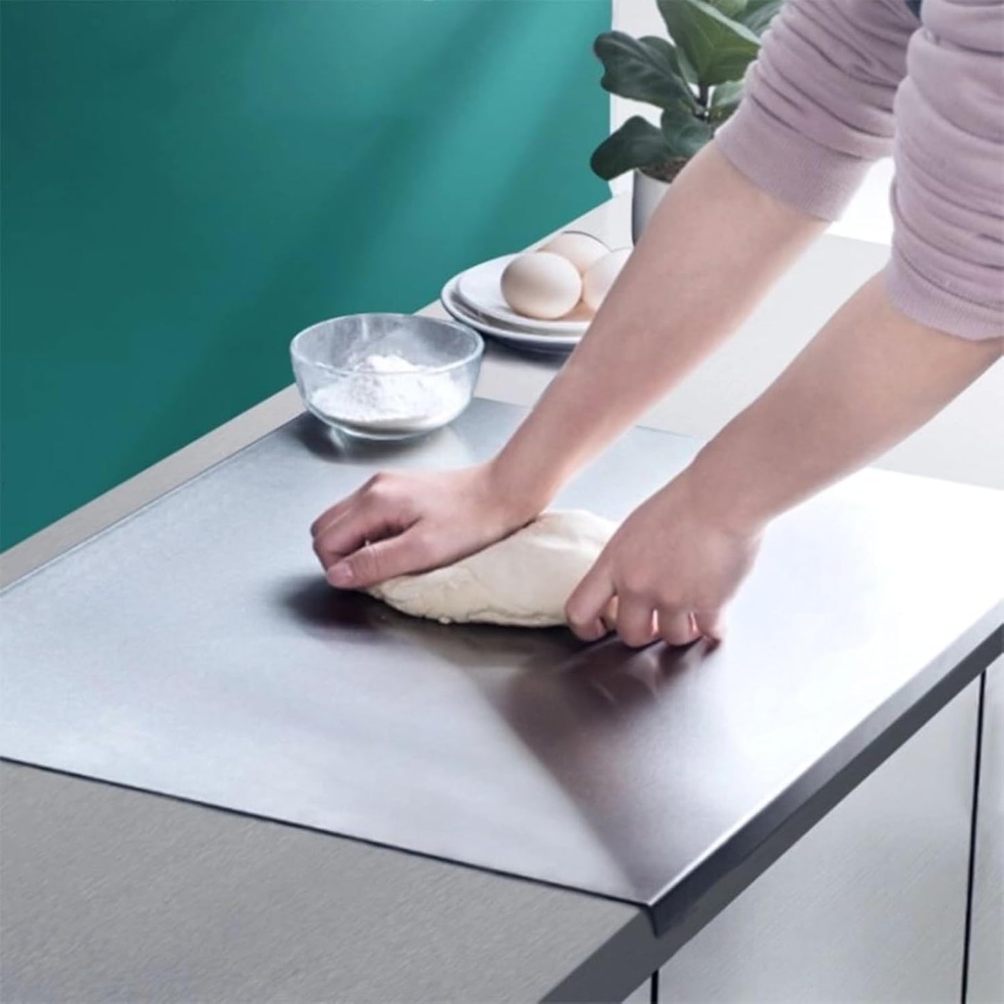 Stainless Steel Cutting Boards for Kitchen,Baking Board,Pastry Board,kneading Panel - Suitable for Cutting Vegetables, Fruits, Meat,bread - Easy To Clean and Store (50x50cm/19.6x19.6in)