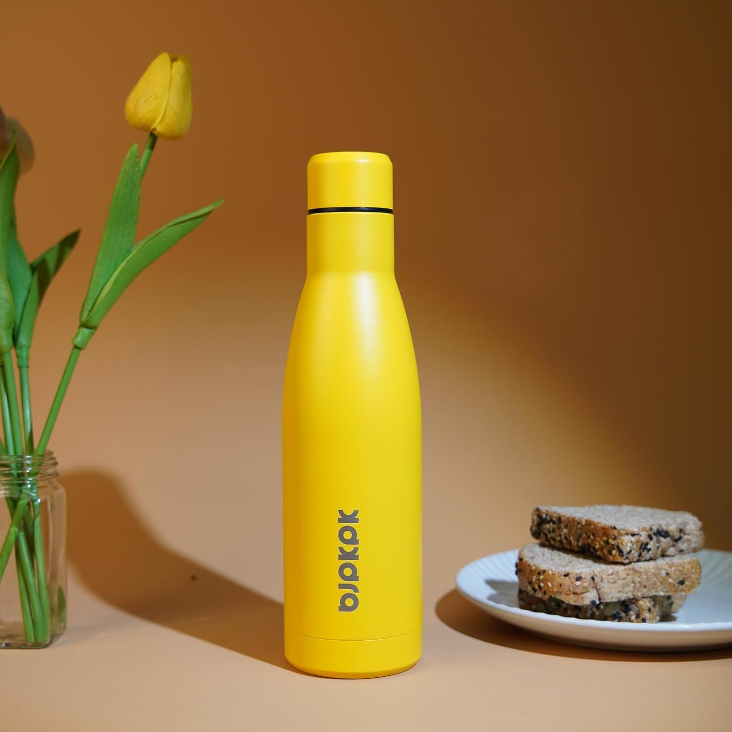 BJPKPK 12oz Water Bottles Stainless Steel Double Wall Vacuum Insulated Small Water Bottles for Travel,Yellow