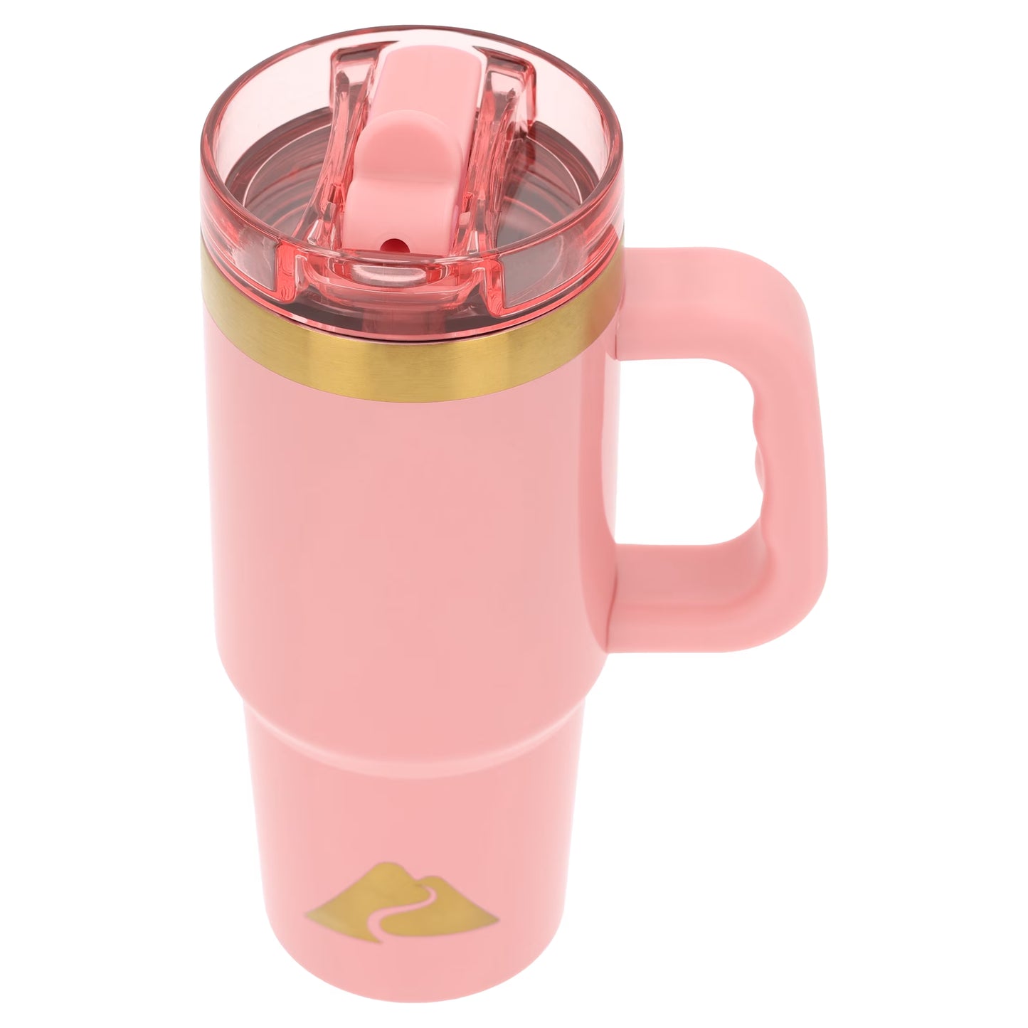 18 Oz Stainless Steel Insulated Tumbler with Handle and Flip-Straw Lid, Rose Shimmer
