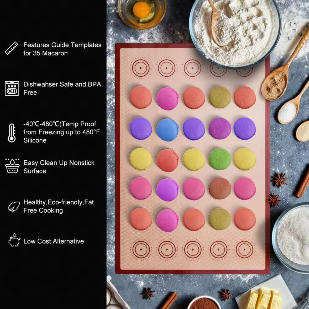 16-Piece Silicone Macaron Baking Mats Set with Half Sheet, Piping Pastry Bag, Bag Tie, Coupler and Piping Tips