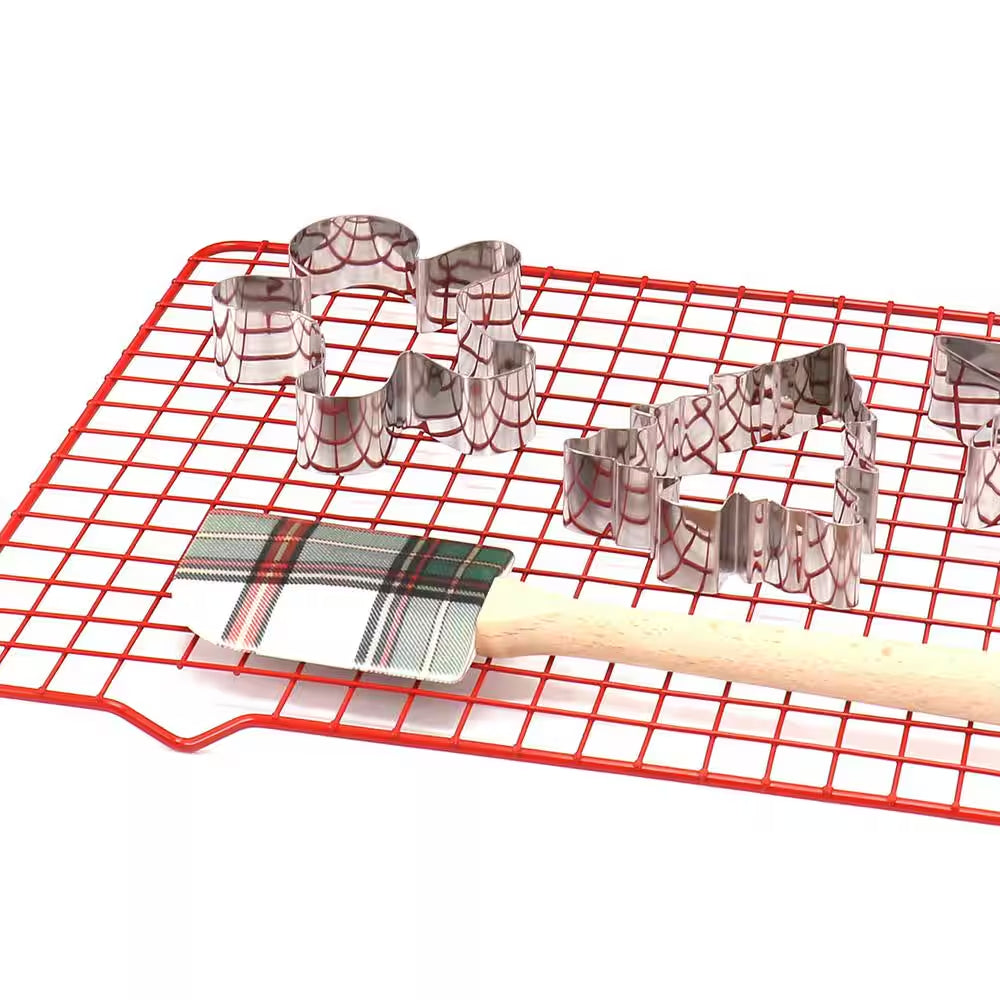 6 Piece Carbon Steel Bakeware Set in Red with Cookie Cutters