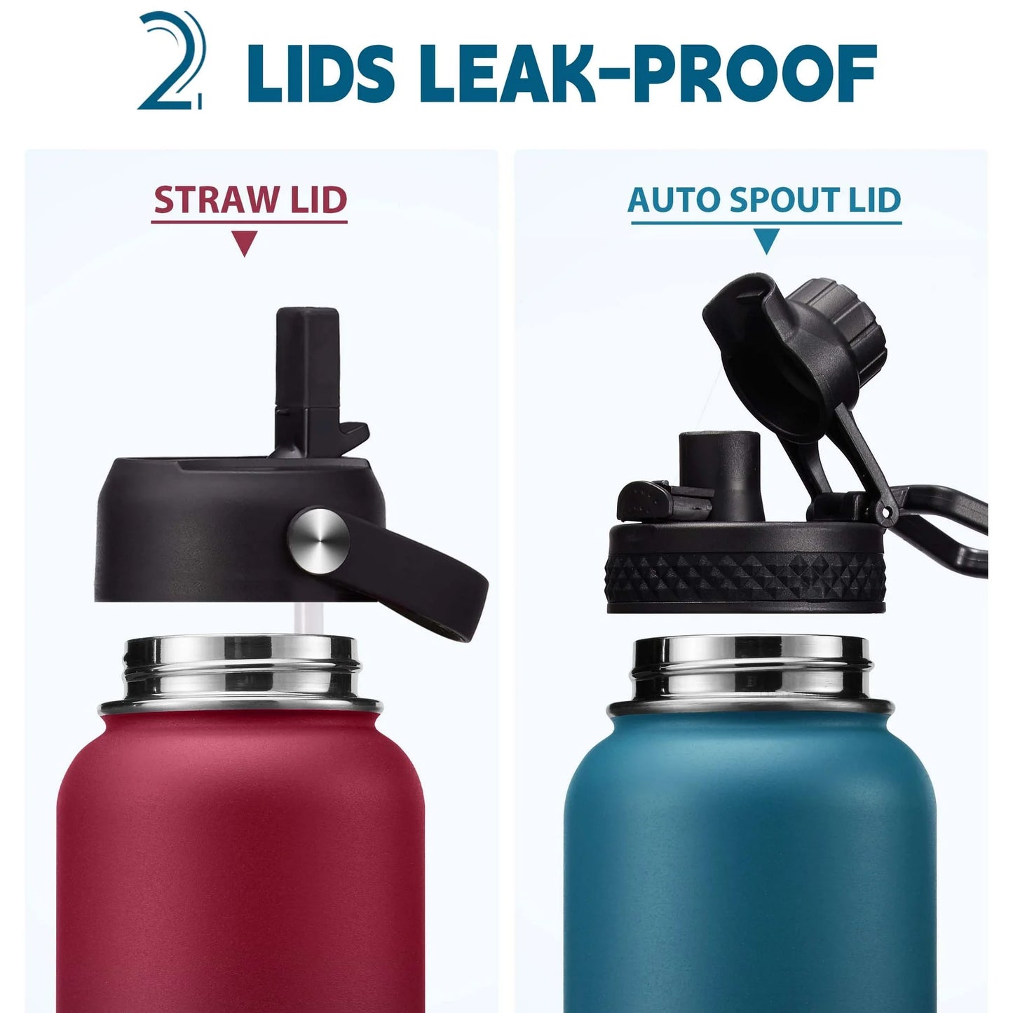 40Oz Vacuum Insulated Water Bottle - Keep Cold 48H Hot 24H, Combo Straw & Spout Lids, Survival Paracord Handle, Bottle Carrier Bag W/ Strap, Protective Boot, Stainless Steel Water Jug Metal Flask