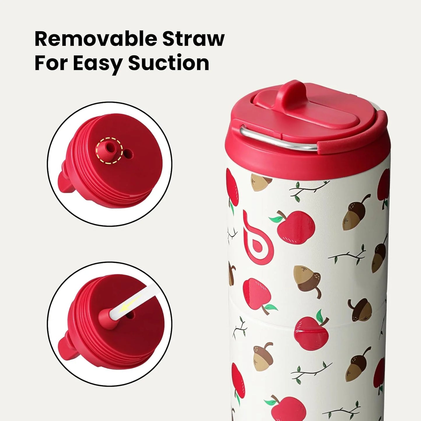 Insulated Water Bottle 24Oz with Straw Lid and Handle for Sports Travel Gym Stainless Steel Water Bottles Double-Wall Vacuum Metal Leak Proof Bpa-Free (Berry)