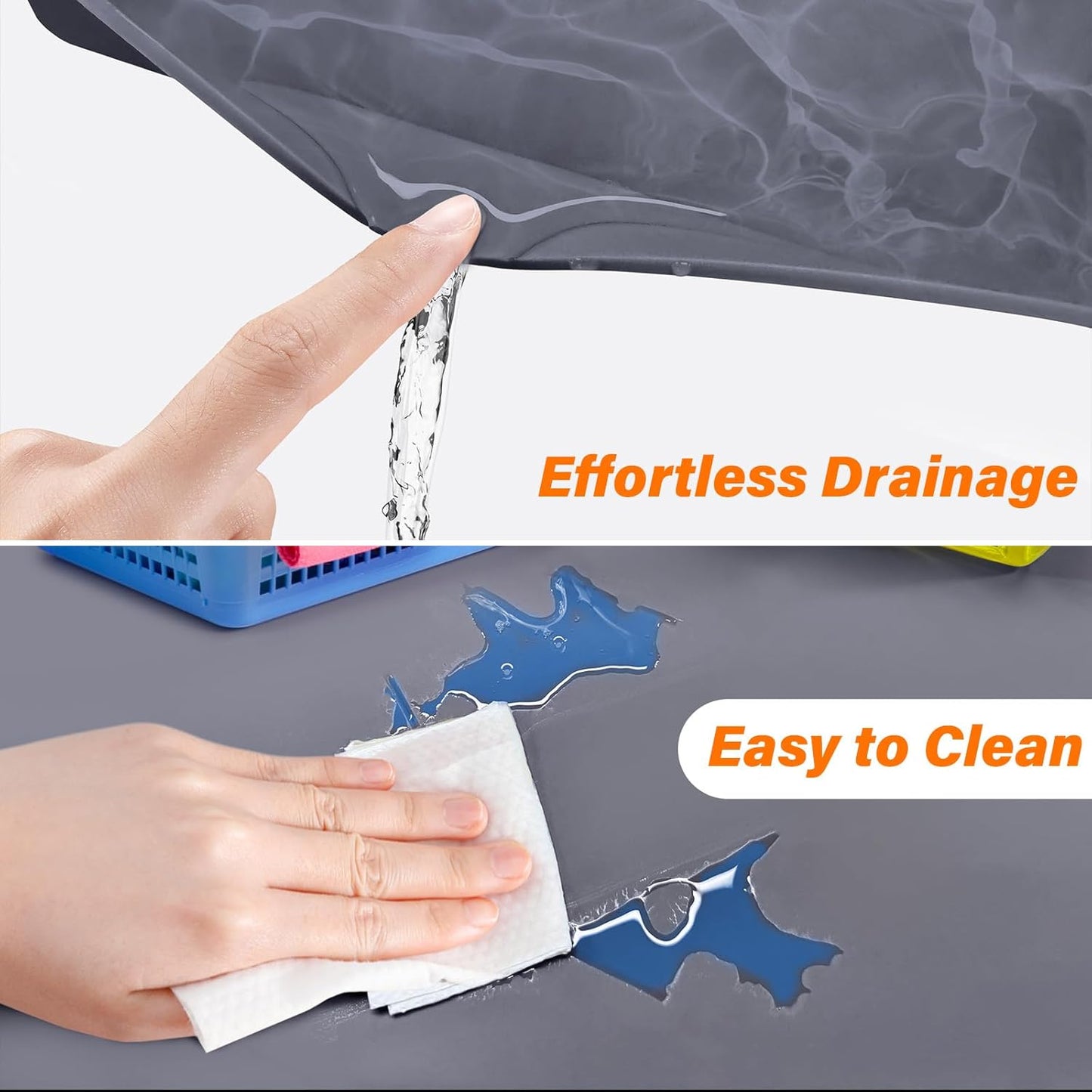 FLATO Waterproof Under Sink Mat 37" x 19" Shelf Liner for Kitchen and Bathroom, Cabinet Protector, Organizers and Storage, Flexible Silicone Drip Tray