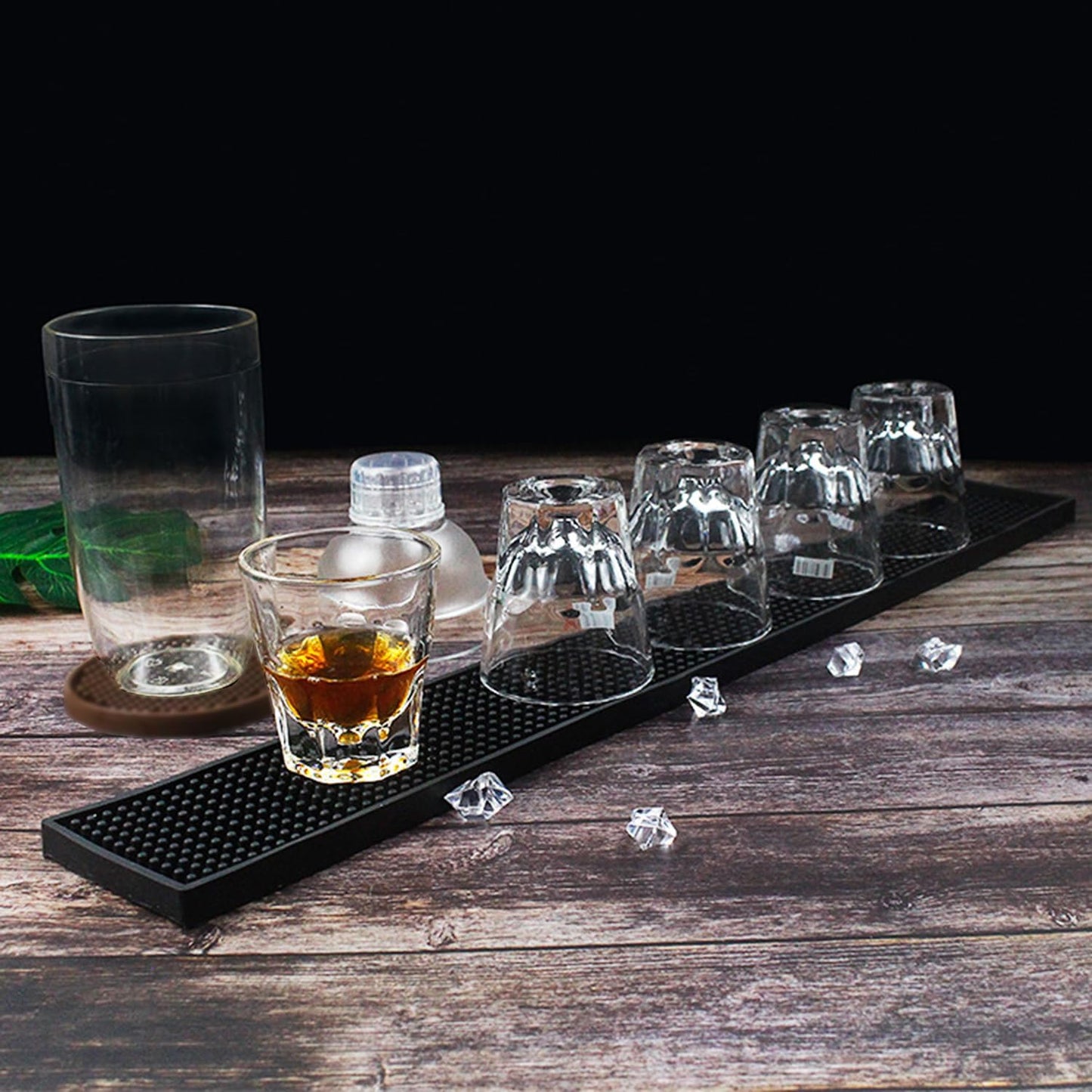 10 Pack Rubber Bar Mats, 24" x 3.15" Black Bar Service Mat, Spill Mat for Countertop, Bartending, Rubber Bar Mats, Efficient and Stylish Solution for Every Bartending Need,by KUKLIPJIM